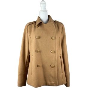 Wool Blend Camel Pea Coat
